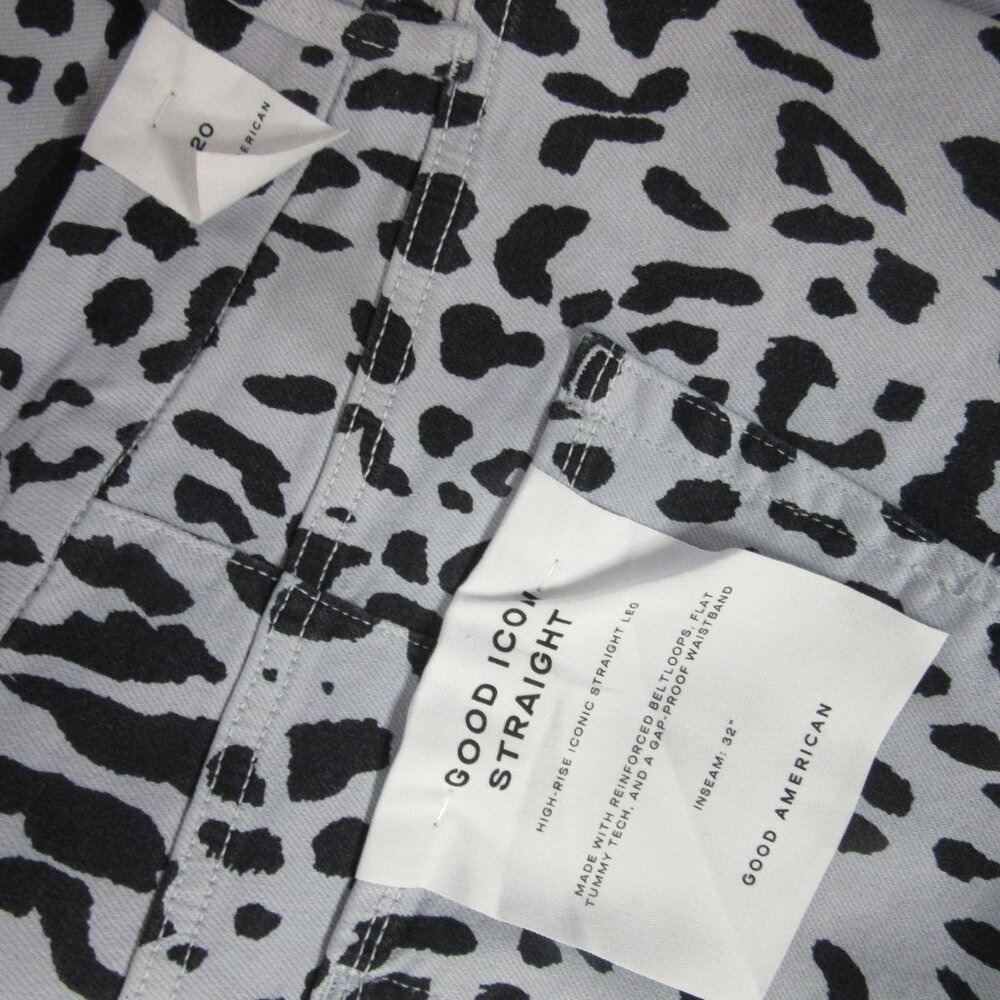 Good American Jeans Good Icon Straight Mineral Glass Leopard Plus Size 20 NWT - Picture 7 of 16